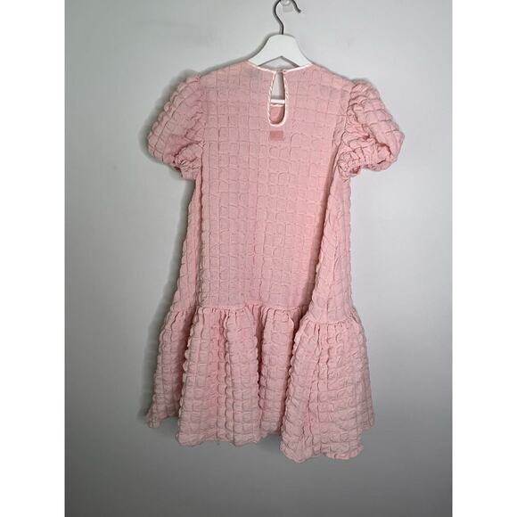 NWT The Tiny Universe Cap Sleeves Textured Midi Dress Pink Girls Size 10Y - Picture 6 of 7